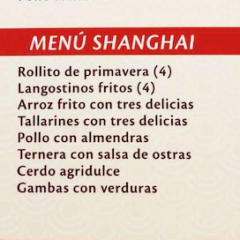 menú shanghai